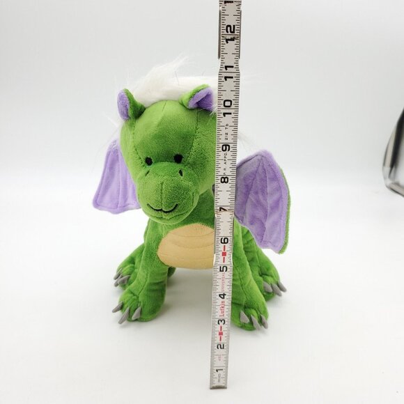 Lambs and Ivy Dragon Plush Green Purple Wings White Hair Gold Sparkle Stomach - Picture 5 of 7